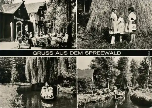 Lübbenau (Spreewald) Lubnjow 4 Bild: Gasthaus, Kinder und Kähne 1971 