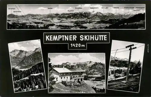Kempten (Allgäu) 4 Bild: Panorama, Seilbahn, Kemptner Skihütte 1962 