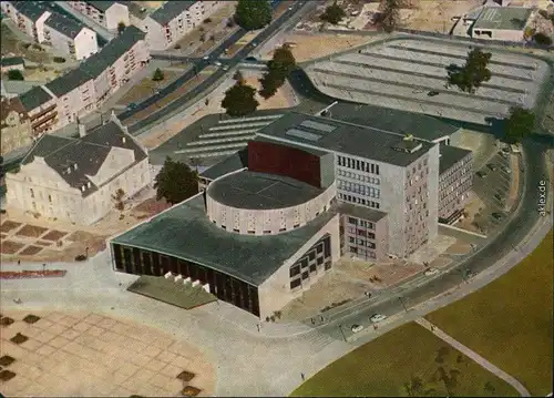 Ansichtskarte Kassel Cassel Luftbild vom Staatstheater - Zeichnung 1988