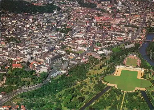 Ansichtskarte Kassel Cassel Luftbild - Zentrum mit Orangerie und Auepark 1986