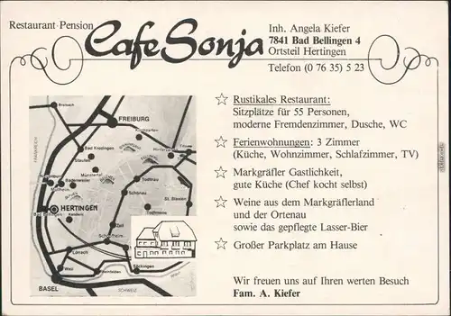 Hertingen (Markgräflerland)-Bad Bellingen Restaurant Pension Café Sonja 1990