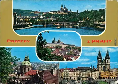 Ansichtskarte Prag Praha Panorama, Kirchen, Dom, Markt 1975