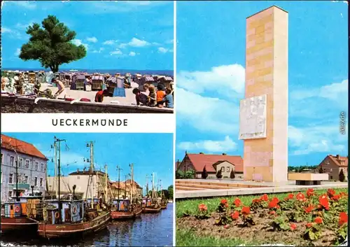 Ueckermünde Haffbad, Hafen, Sowjetisches Ehrenmal Ansichtskarte g1979