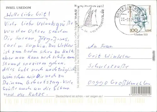 Ansichtskarte Usedom Wiesen, Strände, Segelboote, Hotels uvm. 2002