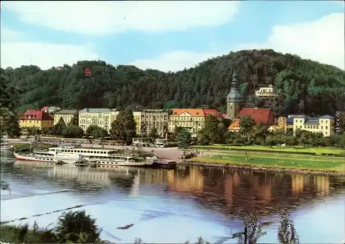 Ansichtskarte Bad Schandau Panorama-Ansicht mit Dampfer 1983