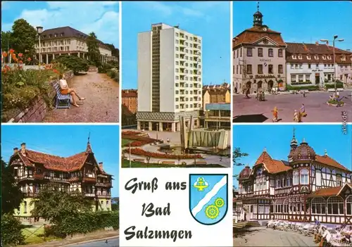 Bad Salzungen Kurhaus, Hochhaus am Leninplatz, Markt, Kindersanatorium   1977