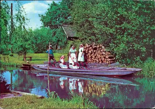 Lübbenau (Spreewald) Lubnjow   auf einen Spreewaldkahn Ansichtskarte g1976