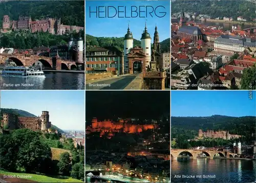 Heidelberg Partie am Neckar, Brückentore, Überblick,  1988