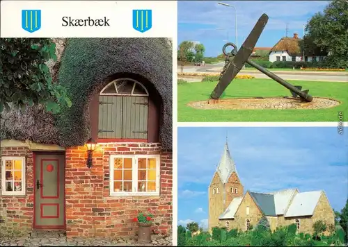 Scherrebek (Skærbæk) Fachwerkhaus mit Reetdach, Anker, Kirche 1993