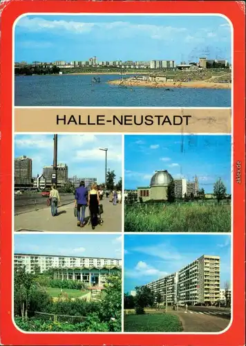 Halle Neustadt Saale Freibad, Magistrale, Kindergarten, Wohnblock g1986
