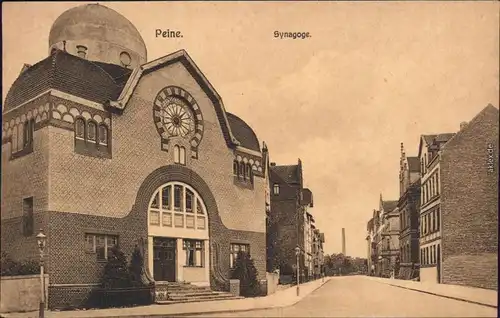 Ansichtskarte Peine Synagoge - Straßenpartie Judaika 1912