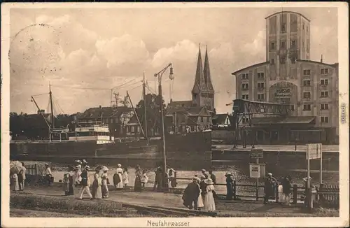 Neufahrwasser-Danzig Gdańsk/Gduńsk Hafen, Schiff und Lagerhäuser 1914 