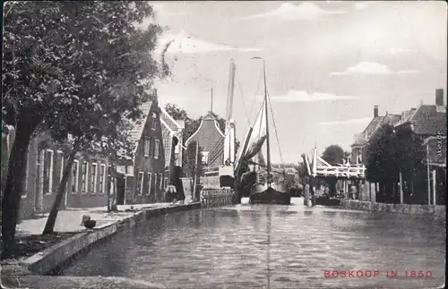 Ansichtskarte Boskoop (Niederlande) Straßenpartie u. Hafen b Leiden Gouda 1910