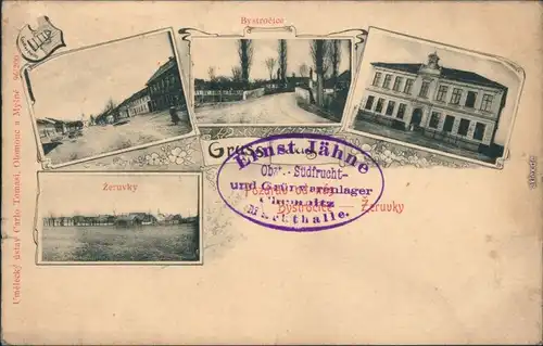 Ansichtskarte Bystročice 4 Bild: Stadt und Straßen b Olmouc Olmütz 1908