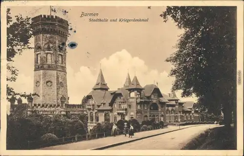 Barmen-Wuppertal Straßenpartie - Stadthalle und Kriegerdenkmal 1903 