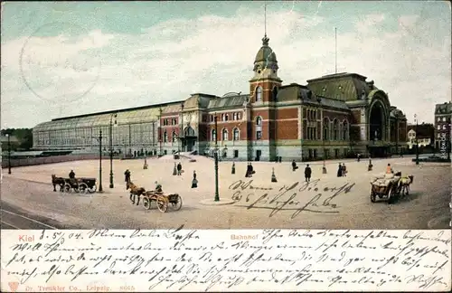 Ansichtskarte Kiel Partie am Bahnhof 1904 