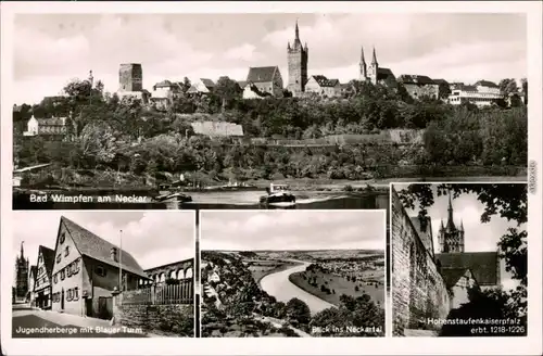 Ansichtskarte Bad Wimpfen 4 Bild: Stadt, Dampfer - Straße 1930 
