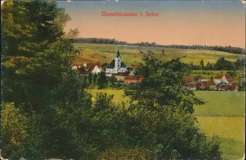 Ansichtskarte Ziemetshausen Stadtpartie LK Günzburg 1913