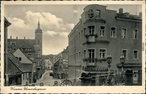 Ansichtskarte Wurzen Wencelsaigasse - Apotheke 1938