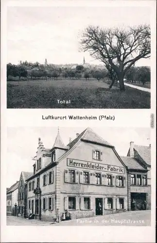 Wattenheim Totale, Herrenkleiderfabrik - Hauptstraße b Bad Dürkheim 1930