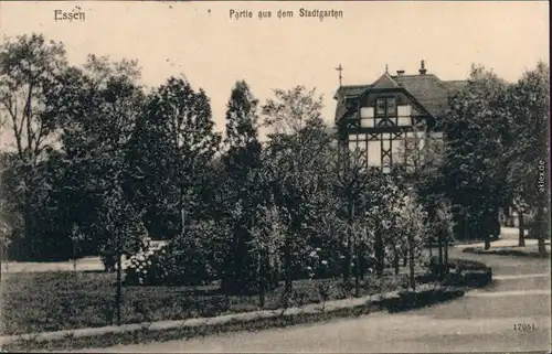 Ansichtskarte Südviertel-Essen (Ruhr) Stadtgarten mit Villa 1907