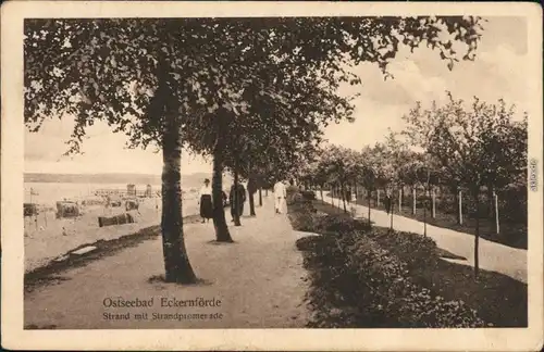 Eckernförde Egernførde | Ekernførde  Eckernföör Strand mit Strandpromenade 1924