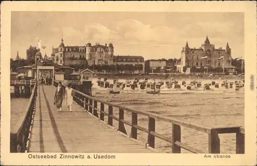 Ansichtskarte Zinnowitz Seebrücke - Hotels 1927 