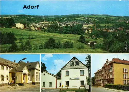 Adorf (Vogtland Bahnhof, Konsum-Gaststätte  Karl-Liebknecht-Oberschule 1989