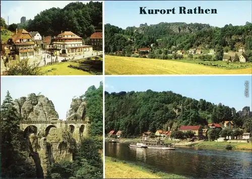 Rathen Teilansicht, Basteibrücke, Blick zur Dampferanlegestelle 1988