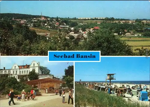 Bansin-Heringsdorf Usedom Blick auf den Ort, FDGB-Erholungsheim Josef 1987