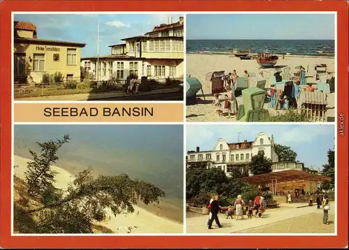 Bansin Heringsdorf Usedom FDGB-Erholungsheim Seeschloß, Strand, Steilküste 1988
