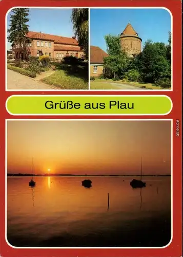 Ansichtskarte Plau (am See) Filmtheater, Burgturm, Am Plauer See 1986