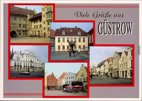 Ansichtskarte Güstrow Schloßhof, Museum, Rathaus, Am Markt 1995