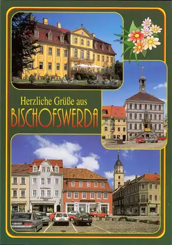 Bischofswerda Schloß Rammenau, Rathaus, Altmarkt und Turm der Stadtkirche 1995