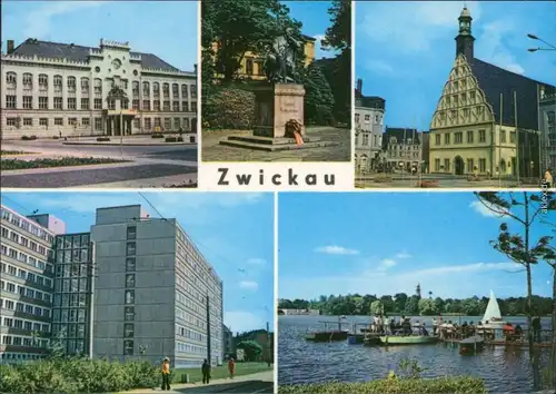 Zwickau Rathaus, Robert-Schumann-Denkmal, Stadttheater , Am Schwanenteich 1976