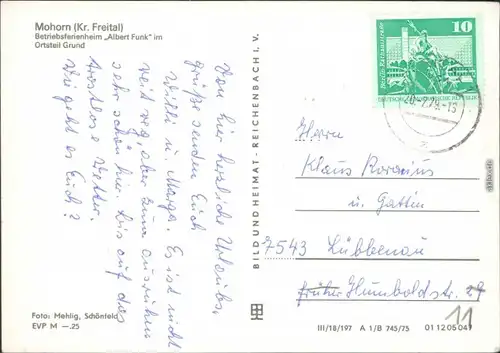 Ansichtskarte Grund-Wilsdruff Betriebsferienheim Albert Funk mit Garten 1979