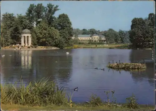 Ansichtskarte Markkleeberg Parkgaststätte mit Teich und Pavillon 1962