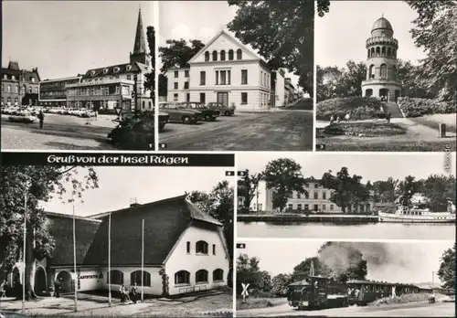 Bergen (Rügen) Bergen Theater Hotel am Hafen, Kleinbahn auf Rügen 1978