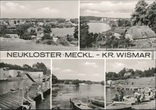 Neukloster Panorama, Fischerhaus, Freibad, Boote am Uferberreich 1977