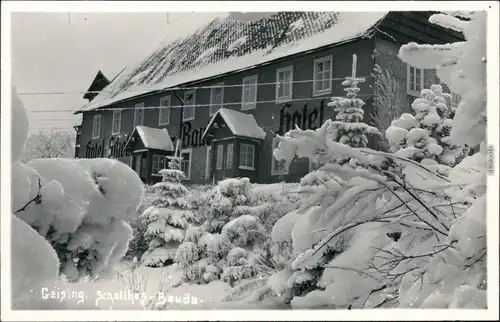 Foto Ansichtskarte Geising Altenberg (Erzgebirge) Schellhas-Baude  Winter 1930
