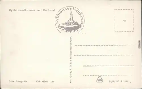 Ansichtskarte Kelbra (Kyffhäuser) Kyffhäuser-Brunnen und Denkmal 1966