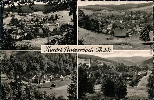 Ansichtskarte Stützerbach Überblick, Panorama, Bauerngehöft, Kirche 1963