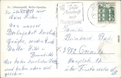 Ansichtskarte Spandau-Berlin Ev. Johannesstift 1965