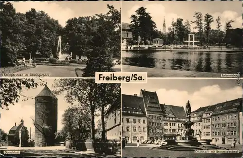 Freiberg (Sachsen) Scheringpark, Johannisbad, Donatsturm, Obermarkt 1964