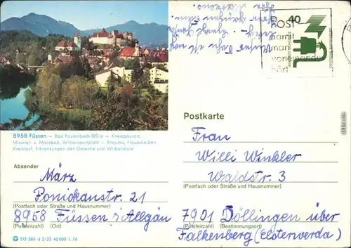 Ansichtskarte Füssen Panorama-Ansicht 1968
