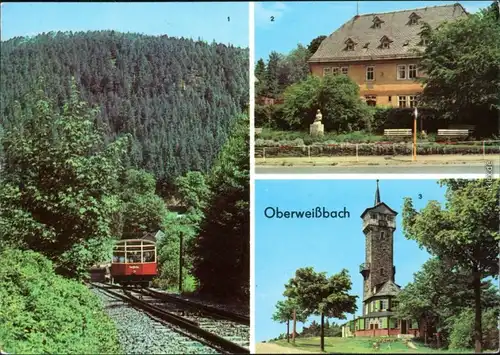 Ansichtskarte Cranzahl-Sehmatal Fichtelbergbahn, Fröbelhaus, Fröbelturm 1972