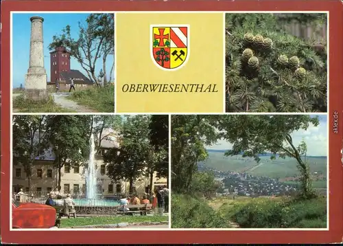 Oberwiesenthal Meteorologische Station mit Gradmessungssäule am Markt g1988