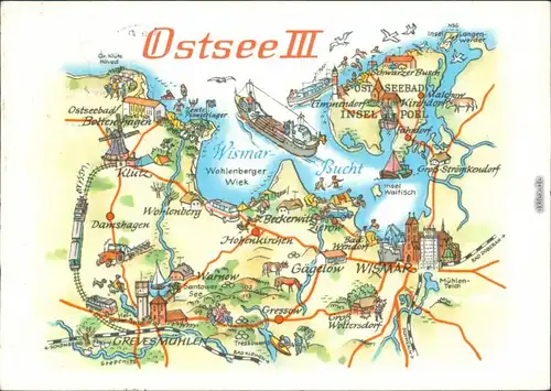 Ansichtskarte Poel Insel Poel - Landkarte 1979