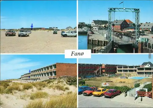 Ansichtskarte Fanø (Insel) Strand, Fähranlegestelle, Hotel, Innenhof 1994