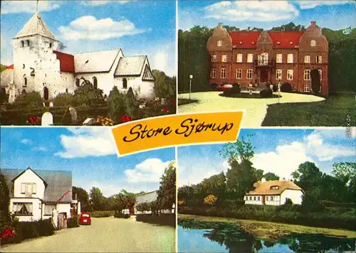 Ansichtskarte Store Sjørup Kirche, Hotel, Ortsmotiv, Fachwerkhaus 1985